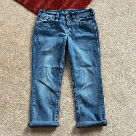 Silver Suki W28 x L 22 1/2 Mid Capri Denim Jeans Actual W 28 x I 23 - Picture 2 of 12